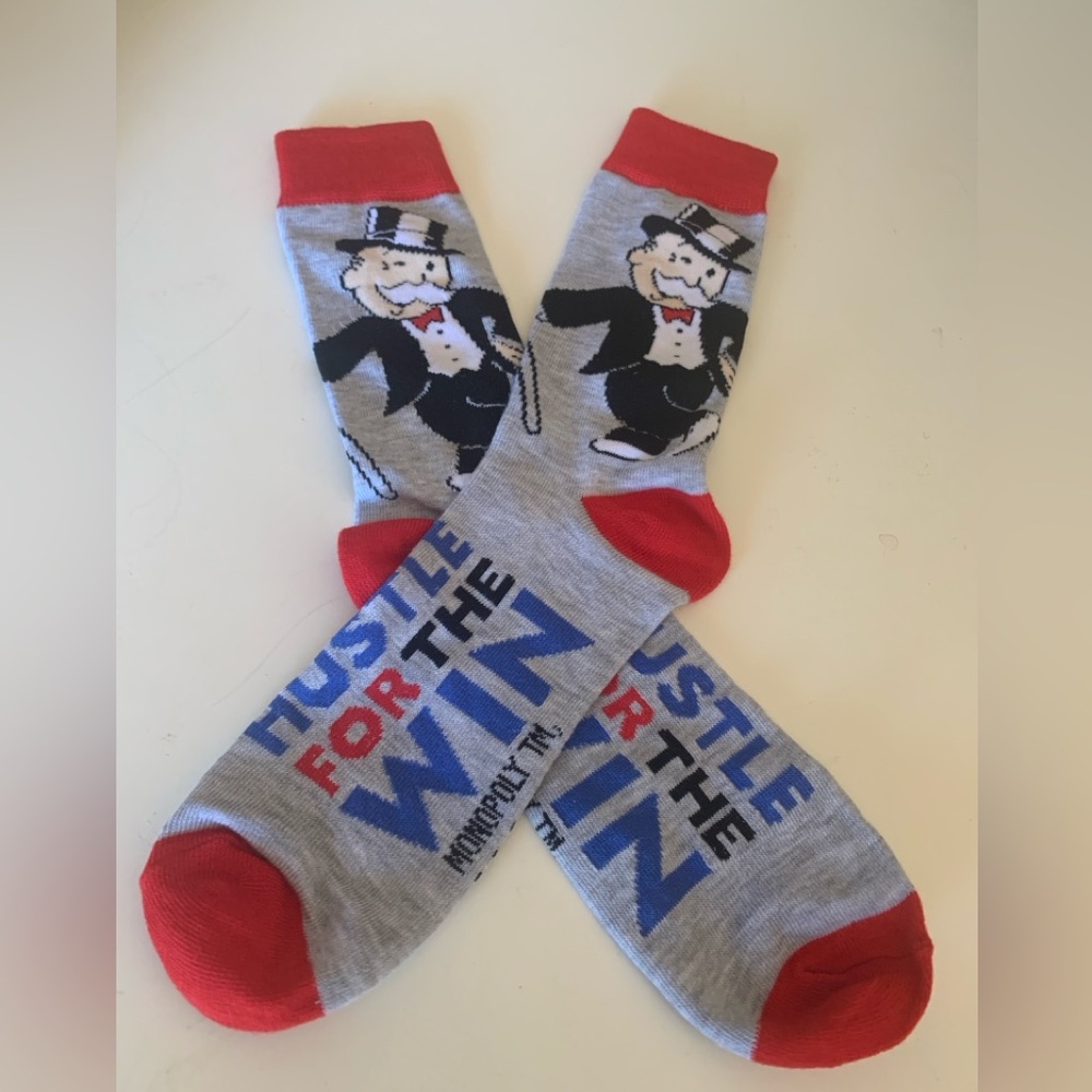 NWOT Gray & Red Monopoly Socks